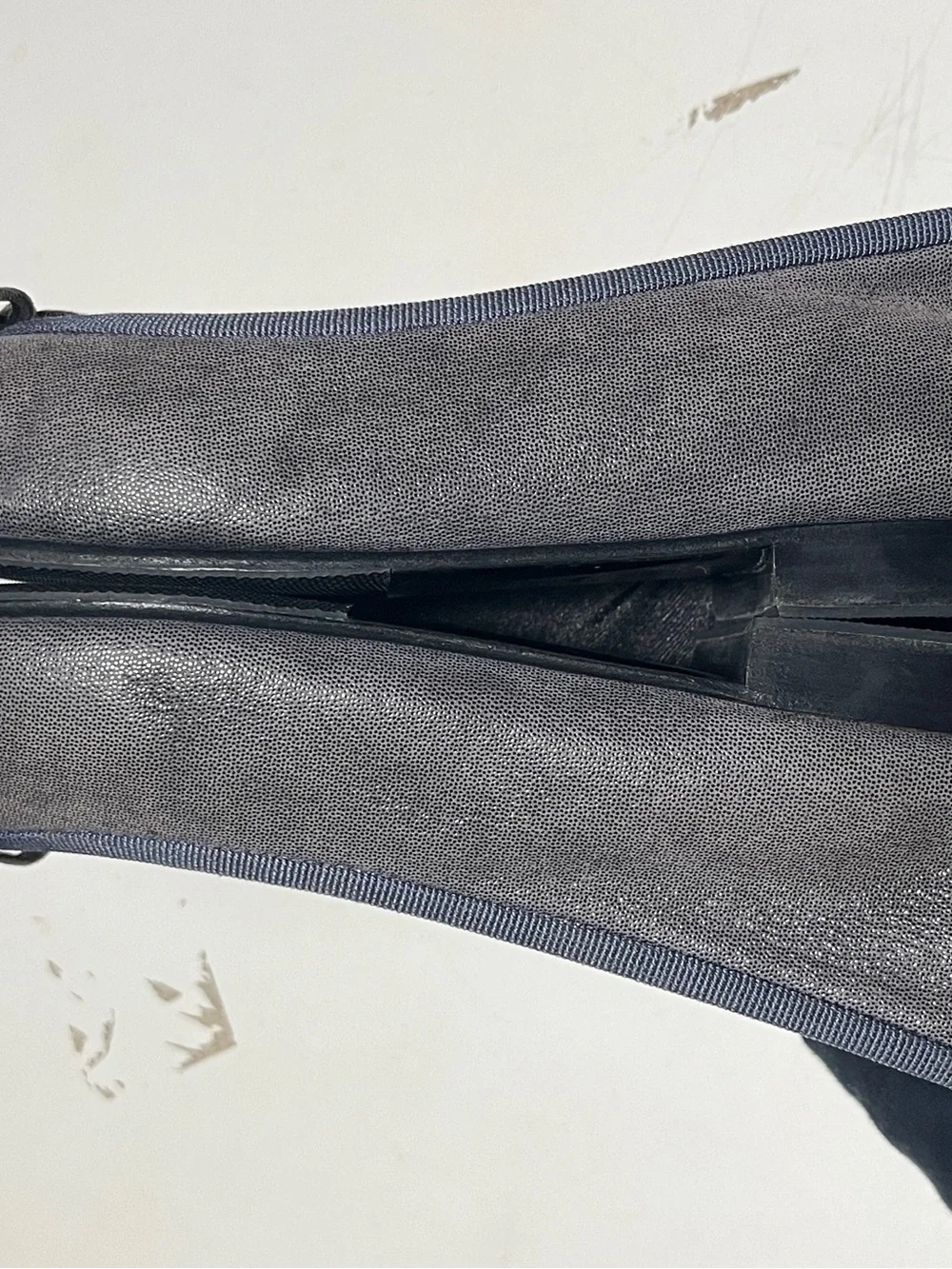 CHANEL Grey Suede Ballet Flats with Black Leather Cap-Toe
